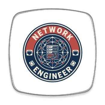 Vintage Network Engineer Server-Rack-Topologie-Topologie oben - Viereckiger Kühlschrankmagnet - Weiß - Vorne