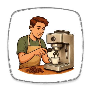 Geschenk für neue Hobby-Baristas mit Siebträger - Viereckiger Kühlschrankmagnet - Weiß - Vorne