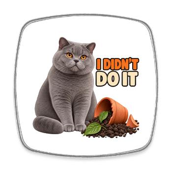 I Didn't Do It – Unschuldige Katze - Viereckiger Kühlschrankmagnet - Weiß - Vorne