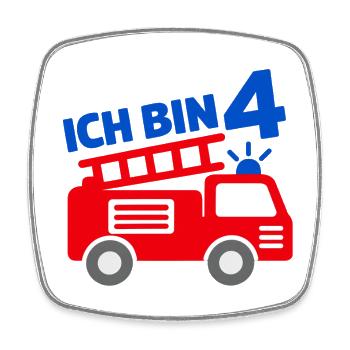 Ich bin 4 Feuerwehr - Viereckiger Kühlschrankmagnet - Weiß - Vorne