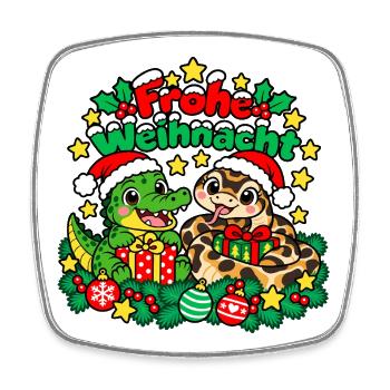 Krokodil Schlange - Viereckiger Kühlschrankmagnet - Weiß - Vorne