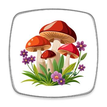 Pilze und Blumen - Viereckiger Kühlschrankmagnet - Weiß - Vorne