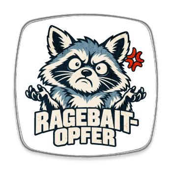 Ragebait Opfer Waschbär Jugendwort 2026 lustig - Viereckiger Kühlschrankmagnet - Weiß - Vorne
