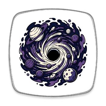 Schwarzes Loch Planet Weltraum Sci-Fi Vektor Shirt - Viereckiger Kühlschrankmagnet - Weiß - Vorne