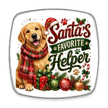 🎁 Weihnachts-Golden Retriever - Viereckiger Kühlschrankmagnet - Weiß - Vorne