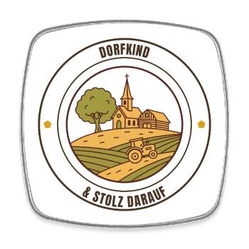Dorfkind & stolz darauf. Landleben Shirt - Viereckiger Kühlschrankmagnet - Weiß - Vorne