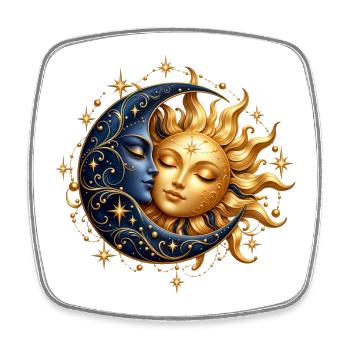 Himmlischer Mond und Sonne - Viereckiger Kühlschrankmagnet - Weiß - Vorne