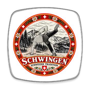 Schwingen Schweizer Tradition - Viereckiger Kühlschrankmagnet - Weiß - Vorne