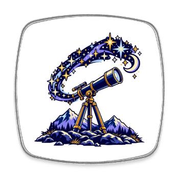 Teleskop unter einem Sternenhimmel - Viereckiger Kühlschrankmagnet - Weiß - Vorne