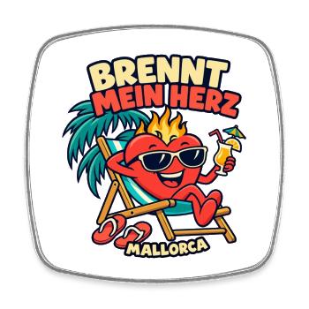 Brennt mein Herz – Mallorca - Viereckiger Kühlschrankmagnet - Weiß - Vorne