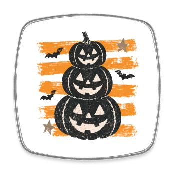 Halloween-Kürbisse auf orangefarbenen Streifen - Viereckiger Kühlschrankmagnet - Weiß - Vorne
