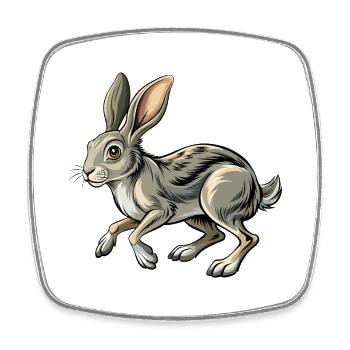 Running Rabbit - Viereckiger Kühlschrankmagnet - Weiß - Vorne
