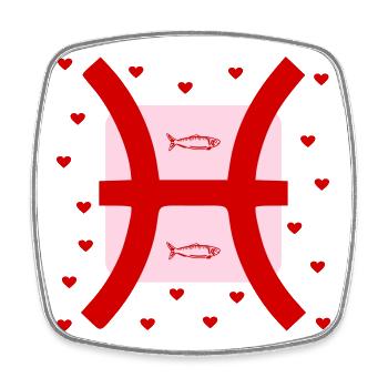 Geburtstag Fische, Februar März - Viereckiger Kühlschrankmagnet - Weiß - Vorne
