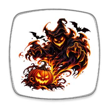 Feuriger Halloween Dämon - Viereckiger Kühlschrankmagnet - Weiß - Vorne