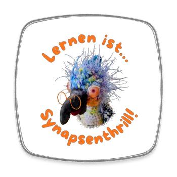 Krallo Kreisch™: Lernen ist Synapsenthrill - Viereckiger Kühlschrankmagnet - Weiß - Vorne