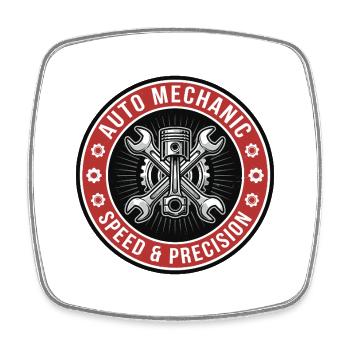 Auto Mechanic Kolbenschlüssel Garagenabzeichen Geschenk - Viereckiger Kühlschrankmagnet - Weiß - Vorne