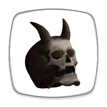 Dunkler Totenkopf mit Hörnern - Dämonenschädel - Viereckiger Kühlschrankmagnet - Weiß - Vorne
