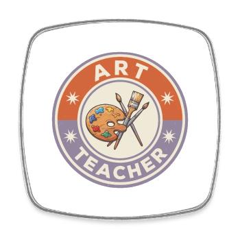 Vintage Kunstlehrer Farbpaletten-Pinsel Patch To - Viereckiger Kühlschrankmagnet - Weiß - Vorne