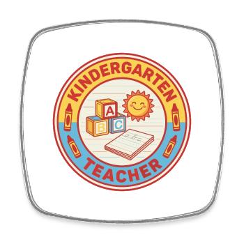 Vintage Kindergartenlehrerin ABC Blocks Sonnenabzeichen - Viereckiger Kühlschrankmagnet - Weiß - Vorne