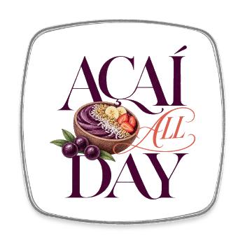 Açaí All Day Bowl - Acai Bowl Design - Viereckiger Kühlschrankmagnet - Weiß - Vorne