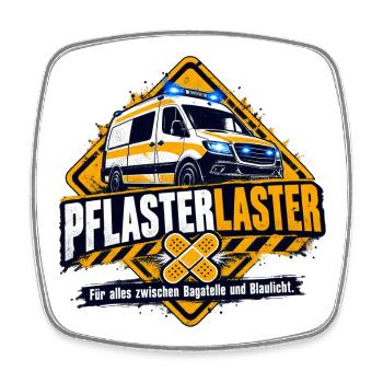 Pflaster Laster Blaulicht Humor - Viereckiger Kühlschrankmagnet - Weiß - Vorne