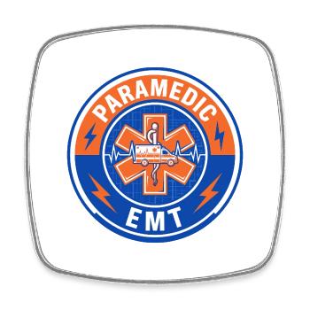 Vintage Paramedic EMT Star Of Life Ambulanzdeckel - Viereckiger Kühlschrankmagnet - Weiß - Vorne