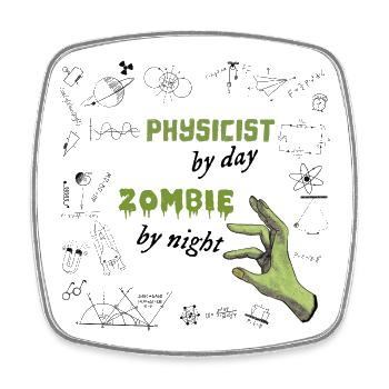 Physicist by day Zombie by night - Physik Formeln - Viereckiger Kühlschrankmagnet - Weiß - Vorne