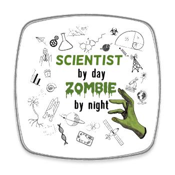 Scientist by day Zombie by night - Wissenschaftler - Viereckiger Kühlschrankmagnet - Weiß - Vorne