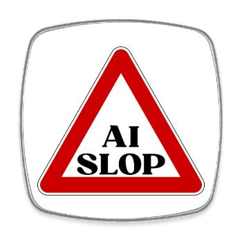 AI SLOP WARNSCHILD ACHTUNG KI MÜLL LUSTIGER SPRUCH - Viereckiger Kühlschrankmagnet - Weiß - Vorne
