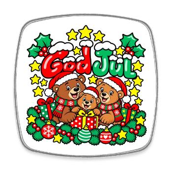 Fröhliche Weihnachten, liebe Bärenfamilie! - Viereckiger Kühlschrankmagnet - Weiß - Vorne