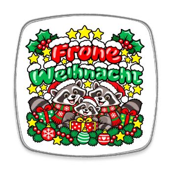 Frohe Weihnachten Waschbären - Viereckiger Kühlschrankmagnet - Weiß - Vorne