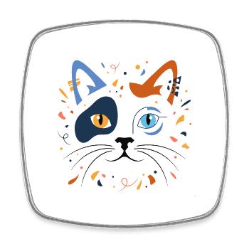 Katze Abstrakt Kunst Modern Katzenliebe T-Shirt - Viereckiger Kühlschrankmagnet - Weiß - Vorne