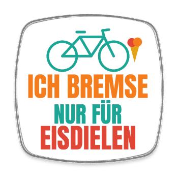Ich bremse nur für Eisdielen – Fahrrad Spruch - Viereckiger Kühlschrankmagnet - Weiß - Vorne