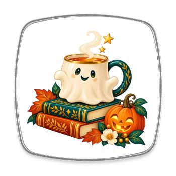 Verzauberte Tasse Herbstbücher - Viereckiger Kühlschrankmagnet - Weiß - Vorne