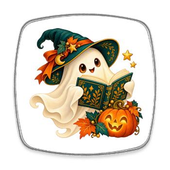 Ghost Reader Halloween verzaubert - Viereckiger Kühlschrankmagnet - Weiß - Vorne