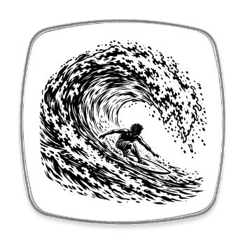 Surfer Welle - Viereckiger Kühlschrankmagnet - Weiß - Vorne