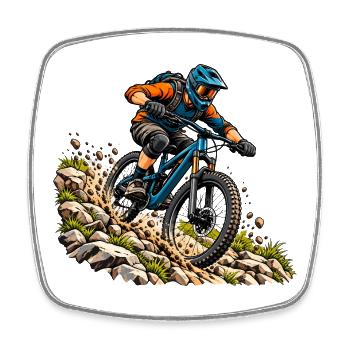 Mountainbike Abenteuer für MTB Fahrer - Viereckiger Kühlschrankmagnet - Weiß - Vorne