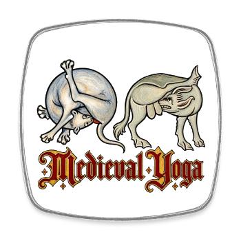 Mittelalterliches Yoga: Flexible Kreaturen - Viereckiger Kühlschrankmagnet - Weiß - Vorne