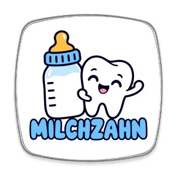 Milchzahn – Süßes Baby & Kinder Zahn Motiv - Viereckiger Kühlschrankmagnet - Weiß - Vorne