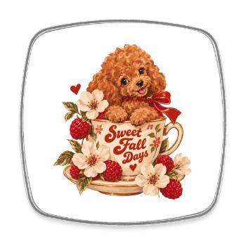 Sweet Fall Days Poodle - Viereckiger Kühlschrankmagnet - Weiß - Vorne