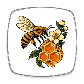 Honigbienen- und Wabenblüte - Viereckiger Kühlschrankmagnet - Weiß - Vorne
