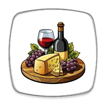 Wein und Käse - Viereckiger Kühlschrankmagnet - Weiß - Vorne
