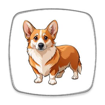 Walisischer Corgi-Hund - Viereckiger Kühlschrankmagnet - Weiß - Vorne
