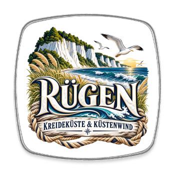 Rügen Küstenwind Kreideküste - Viereckiger Kühlschrankmagnet - Weiß - Vorne