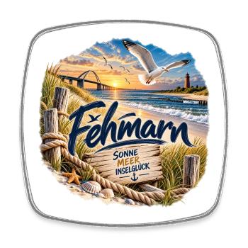 Föhr Inselglück Strandmotiv - Viereckiger Kühlschrankmagnet - Weiß - Vorne