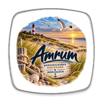 Amrum Nordseezauber Strandglück - Viereckiger Kühlschrankmagnet - Weiß - Vorne
