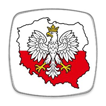 Polnischer Adler auf der zweifarbigen Karte Polens - Viereckiger Kühlschrankmagnet - Weiß - Vorne