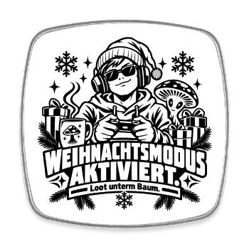 Weihnachtsmodus aktiviert: Lustiges Gamer-Geschenk - Viereckiger Kühlschrankmagnet - Weiß - Vorne
