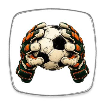 Torwart Geschenk - Fußball und Handschuhe - Viereckiger Kühlschrankmagnet - Weiß - Vorne