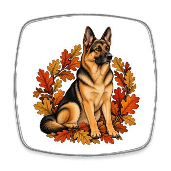 Schäferhund im Herbst - Hund mit Eichenlaub - Viereckiger Kühlschrankmagnet - Weiß - Vorne